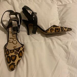 Leopard Print Ankle Strap Heels 8.5-9